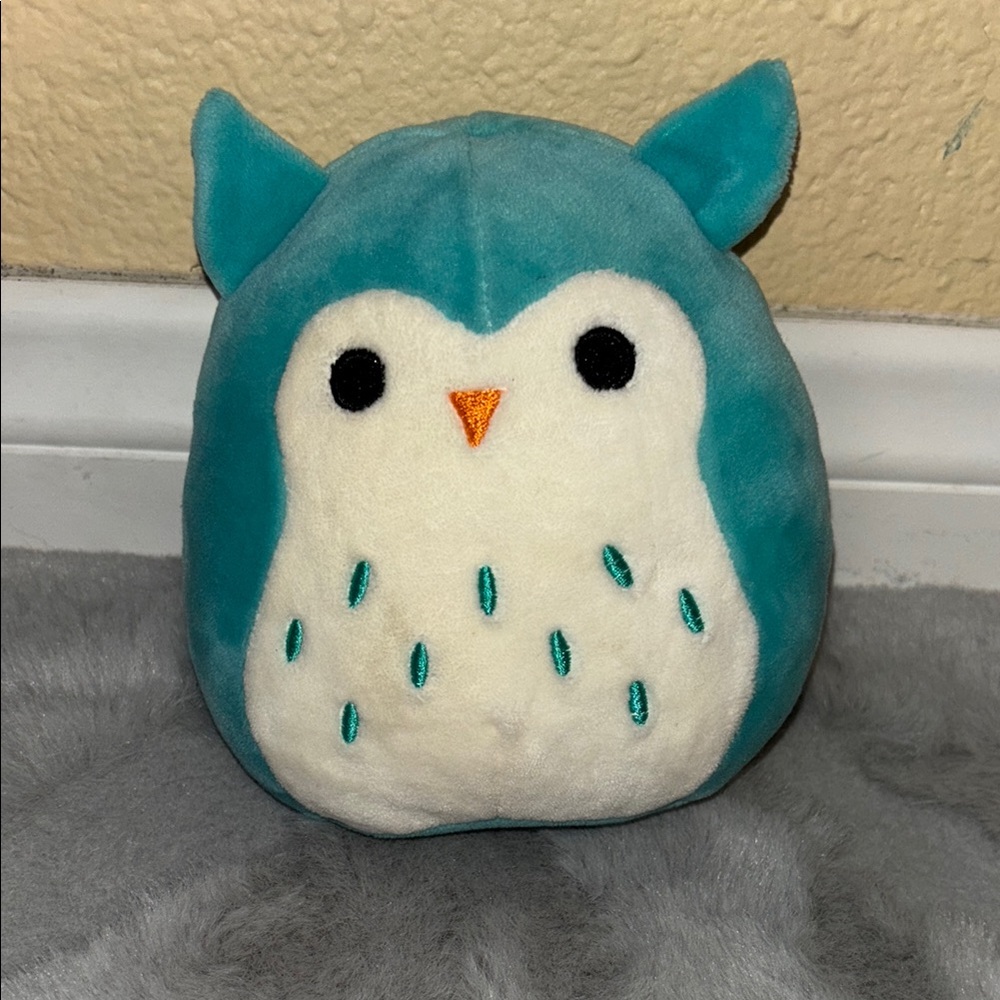 Teal and White Owl Plush Toy